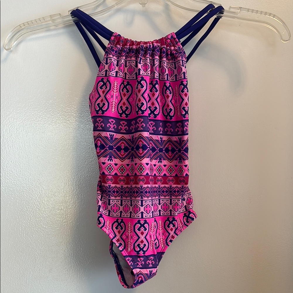 Pink and Blue Patterned Swimsuit
